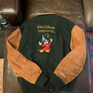 Disney Imagineering Fantasia Jacket Leather Wool XL Embroidered Collector RARE